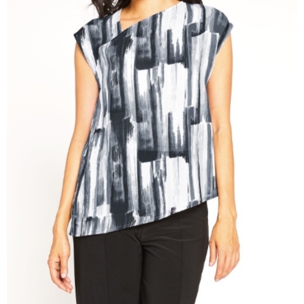 Sympli Canada Slant Top Abstract Art To Wear Lagenlook Workwear Size 6 Stretch